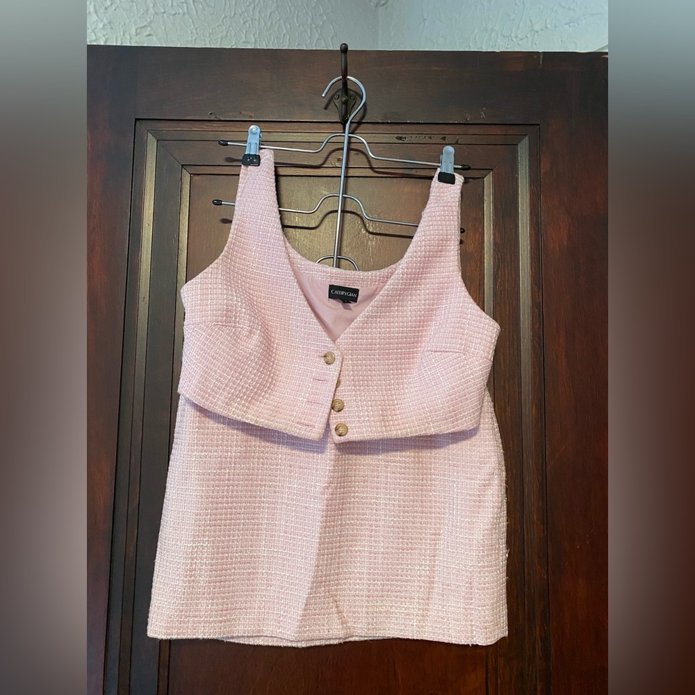 Pink tweed Skirt and crop top set. Size 2.